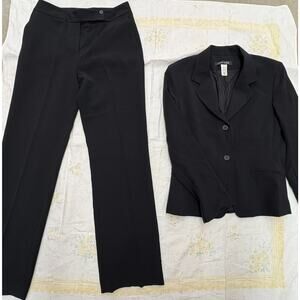 Anne Klein Women’s Black Pantsuit 2 Piece Blazer & Slacks Set Size 10/12 Career